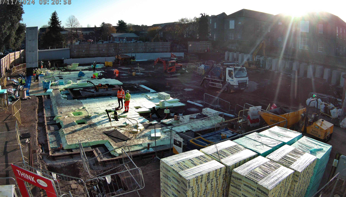 A still image from the webcam of the building site.